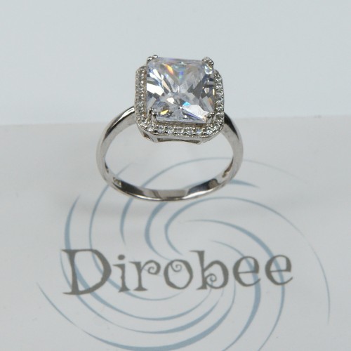 Sterling Silver CZ Square Cluster Ring